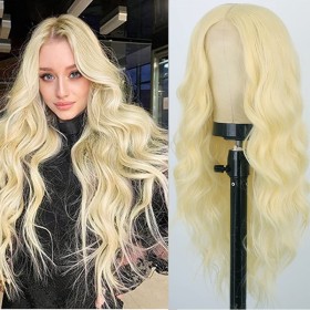 Light Blonde Wavy Lace Front Synthetic Wig LF054