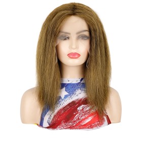 Brown Mixed Golden Yaki Straight Lace Front Mixed Human Hair Wigs NH978