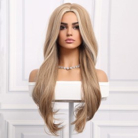 Light Brown Mixed Blonde Long Wavy Synthetic Wigs RW778