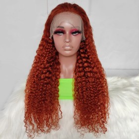 20" Ginger Water Wave Lace Front Remy Natural Hair Wig NH291