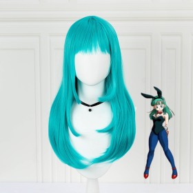 Dragon Ball Bulma Blue Green Mid-Length Straight Synthetic Wig CW129