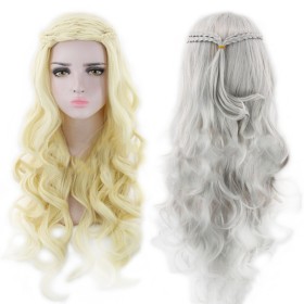Game of Thrones Daenerys Blonde and Silver Braided Wavy Synthetic Wig RW018