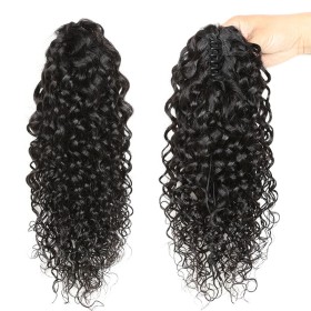 24" Water Wave Human Hair Claw Clip Ponytail PW1013