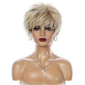 Fashion Blonde Short Wave Synthetic Wigs RW1174