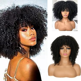 Black Curly Synthetic Afro Wig RW022
