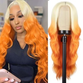 Blonde Orange Wavy Synthetic Wig RW075