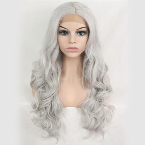 Granny Grey Body Wavy Lace Front Synthetic Wigs LF527
