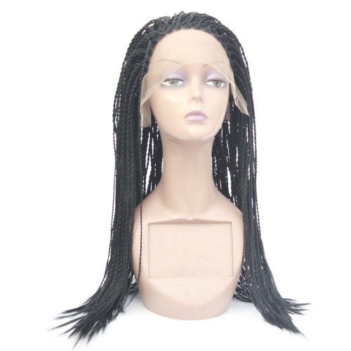 Fashion Black Double Braid Lace Front Synthetic Braided Wig BW393