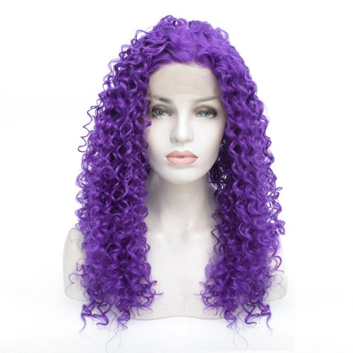 Purple Kinky Curly Lace Front Synthetic Wigs LF564