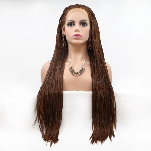 Fashion Brown Hand Braid Lace Front Braided Wigs BW610