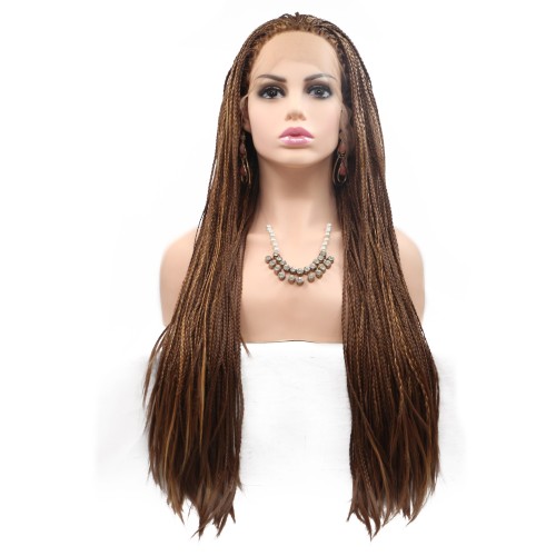 Two Tone Brown Hand Braid Lace Front Braided Wigs BW611