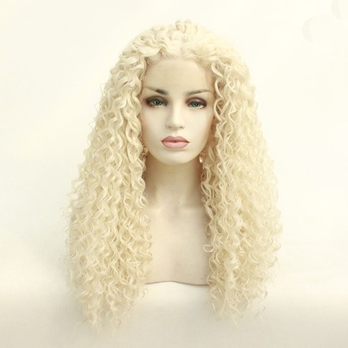 Blonde Kinky Curly Lace Front Synthetic Wigs LF556