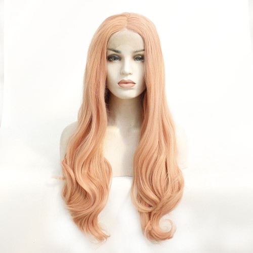  Orange Pink Body Wavy Lace Front Synthetic Wigs LF521