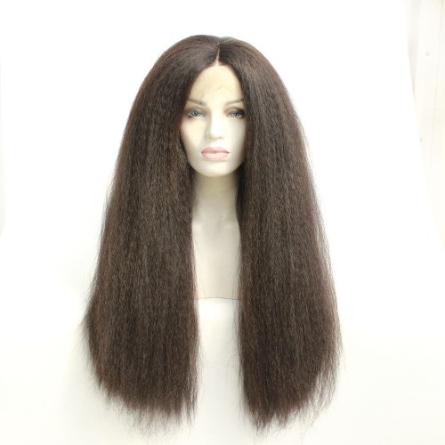 Brown Kinky Straight Lace Front Synthetic Wigs LF575