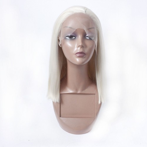 Platinum Blonde Bob Straight Lace Front Synthetic Wig LF469