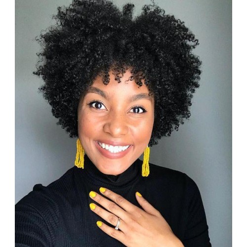 Black African Short Curly Synthetic Afro Wigs RW1107