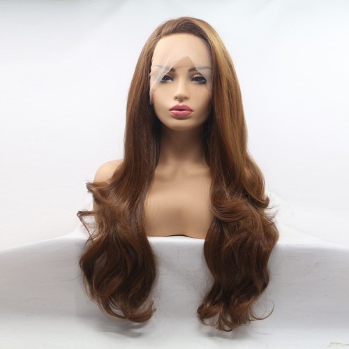Two Tone Brown Body Wavy Full Lace Front Synthetic Wigs LF694