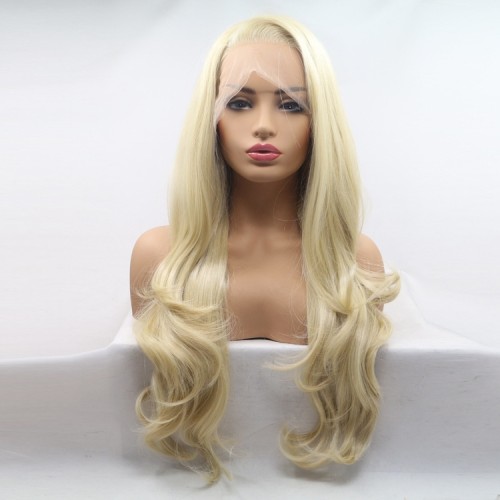 Two Tone Blonde Wavy Full Lace Front Synthetic Wigs LF697