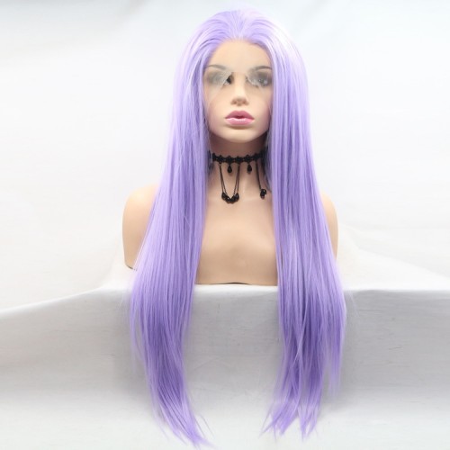 Light Purple Long Straight Lace Front Synthetic Wigs LF731