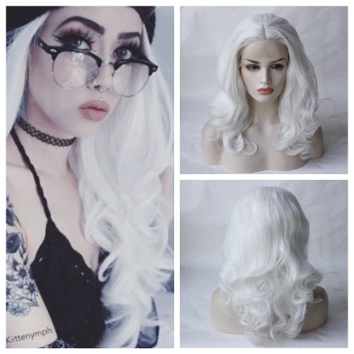 White Body Wavy Lace Front Synthetic Wigs LF530