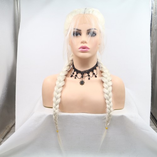 White Double Braid Lace Front Braided Wigs BW602