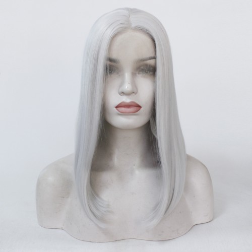 Silver Bob Straight Lace Front Synthetic Wig LF448