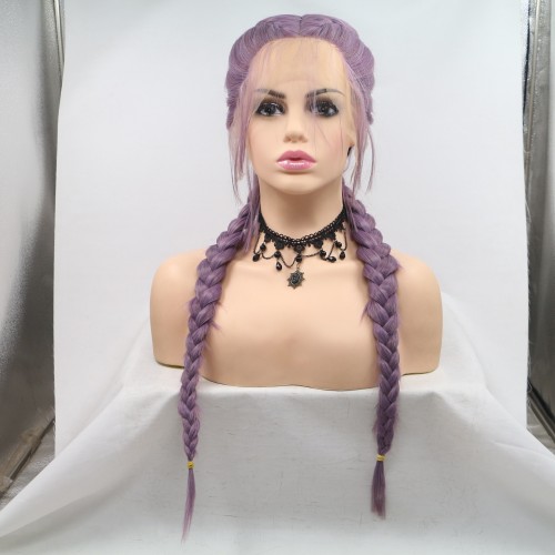Purple Double Braid Lace Front Braided Wigs BW601