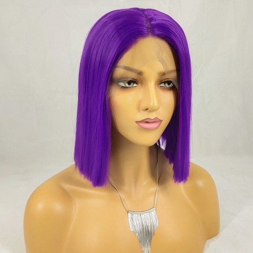 Fashion Purple Bob Straight Lace Front Synthetic Wig LF450