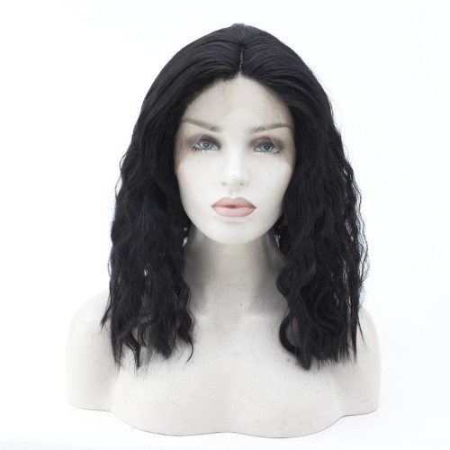 Black Short Loose Curly Lace Front Synthetic Wig LF498