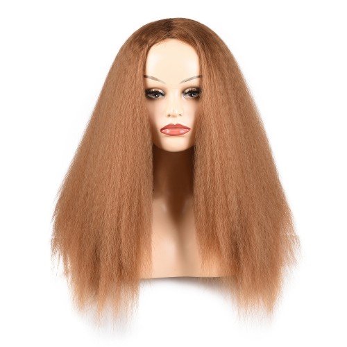 Light Brown Kinky Yaki Straight Synthetic Afro Wigs RW1326