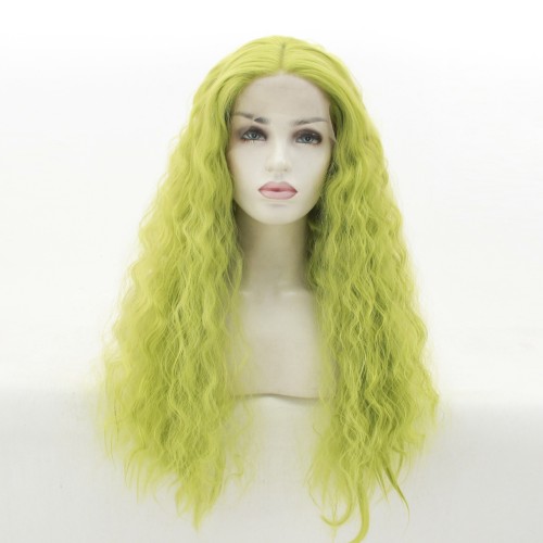 Fashion Fluorescent Green Loose Curly Lace Front Synthetic Wig LF478