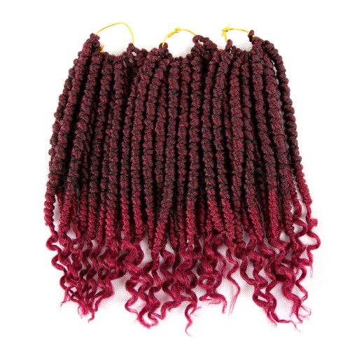 Wine Red Ombre Passion Twist Crochet Hair Extensions PW1341