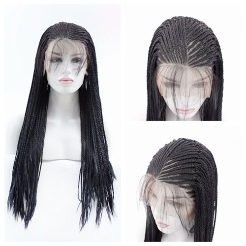 24" Black 13*6 Big Lace Front Synthetic Braided Wig BW373