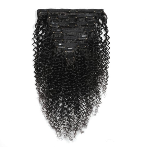 Kinky Curly Human Hair Clip In Hair Extension PW1059
