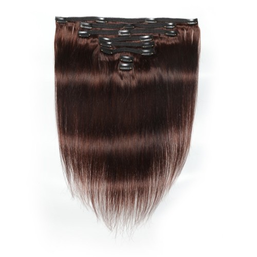 Brown Straight Human Hair Clip In Hair Extension PW1066