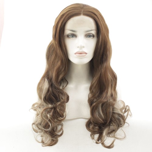 Brown Mixed Blonde Body Wavy Lace Front Synthetic Wigs LF529