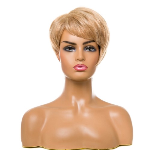 Light Gold Blond Short Straight Synthetic Pixie Wigs RW1322