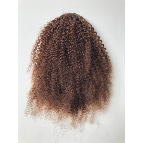 Brown Afro Curly Human Hair Drawstring Rope Ponytail PW1038