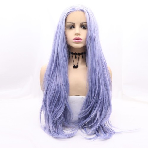 Fashion Light Blue Wavy Lace Front Synthetic Wigs LF666