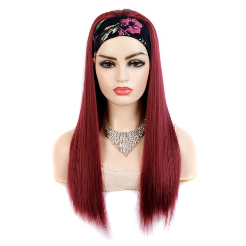20" Wind Red Straight Synthetic Headband Wigs HW954