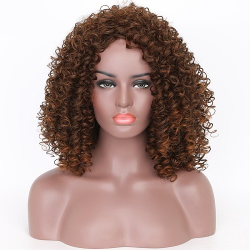 Two Tone Brown African Curly Synthetic Wigs RW802