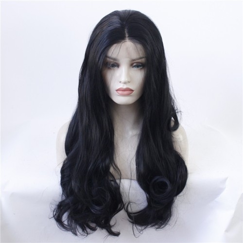 Fashion Black Big Wavy Lace Front Synthetic Wigs LF534