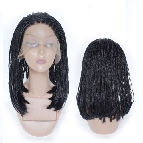 14" Fashion Black Bob Lace Front Synthetic Braided Wig BW396