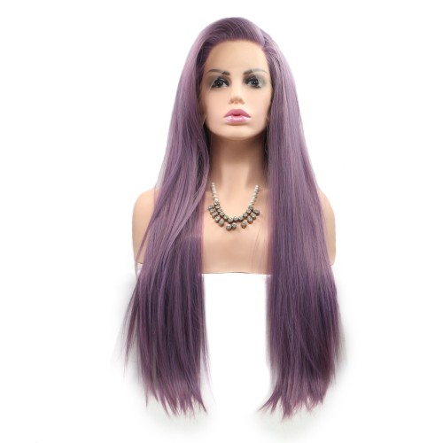 22" Lilac Purple Straight Lace Front Synthetic Wigs LF617