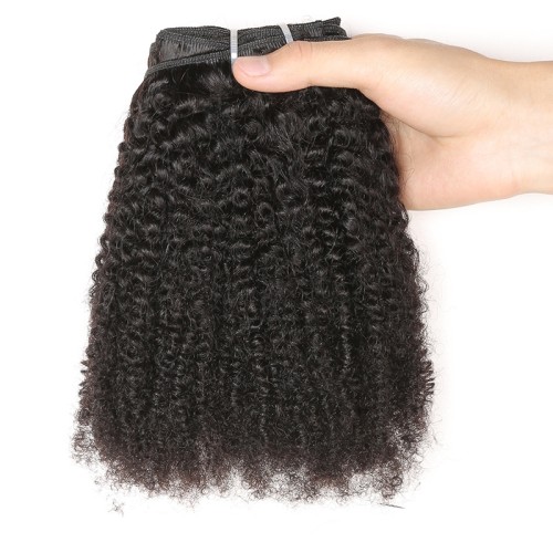 8" Black Human Hair Afro Kinky curly Clip In Hair Extensions PW1007