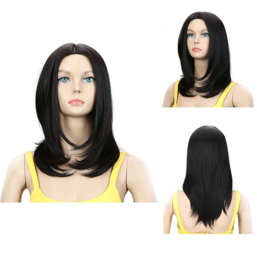 Black Layers Straight Synthetic Wig RW205