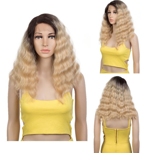 Two Tone Blonde Curly Lace Front Synthetic Wig LF207