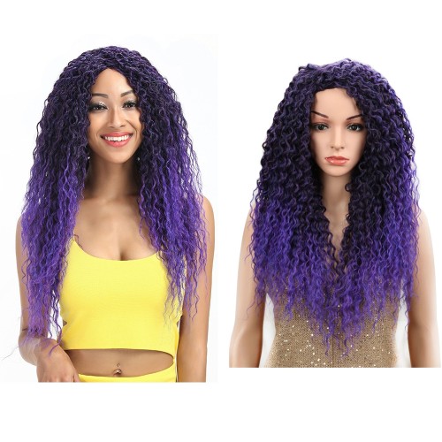 Gradient Purple Curly Synthetic Wigs RW237