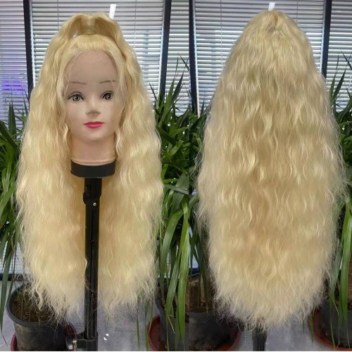 Blonde Corn Scalding Long Curly Lace Front Synthetic Wig LF482