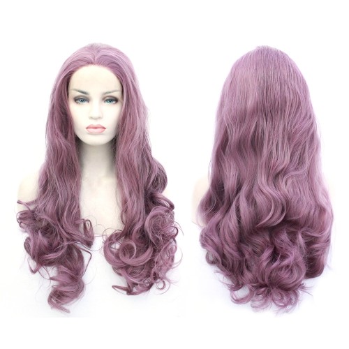 Lilac Purple Gradient Wavy Lace Front Synthetic Wigs LF535